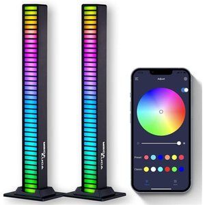 RGB Light Bar 2PCS, Mini Rechargeable Music Sync Sound Activated Colorful LED